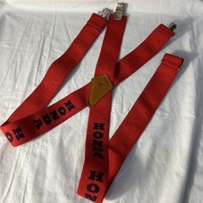 Vintage HTF Rare Red Honda Suspenders Clip On Adjustable Big Red