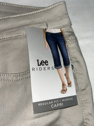 Lee Riders Capri Jeans Womens Size 16 Tan Mid Rise Light Wash Silver Cloud - Picture 4 of 7