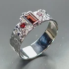 Handmade Natural Garnet Ring 925 Sterling Silver Size 9.5 /R472514