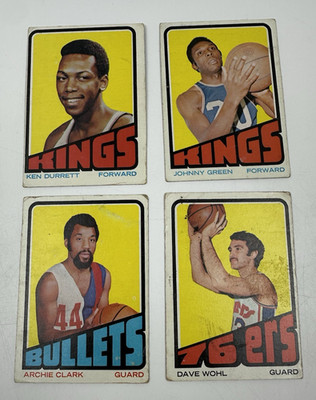 1972-1973 Topps Basketball Lot Of 4 Cards- Archie Clark Ken Durrett Green Wohl