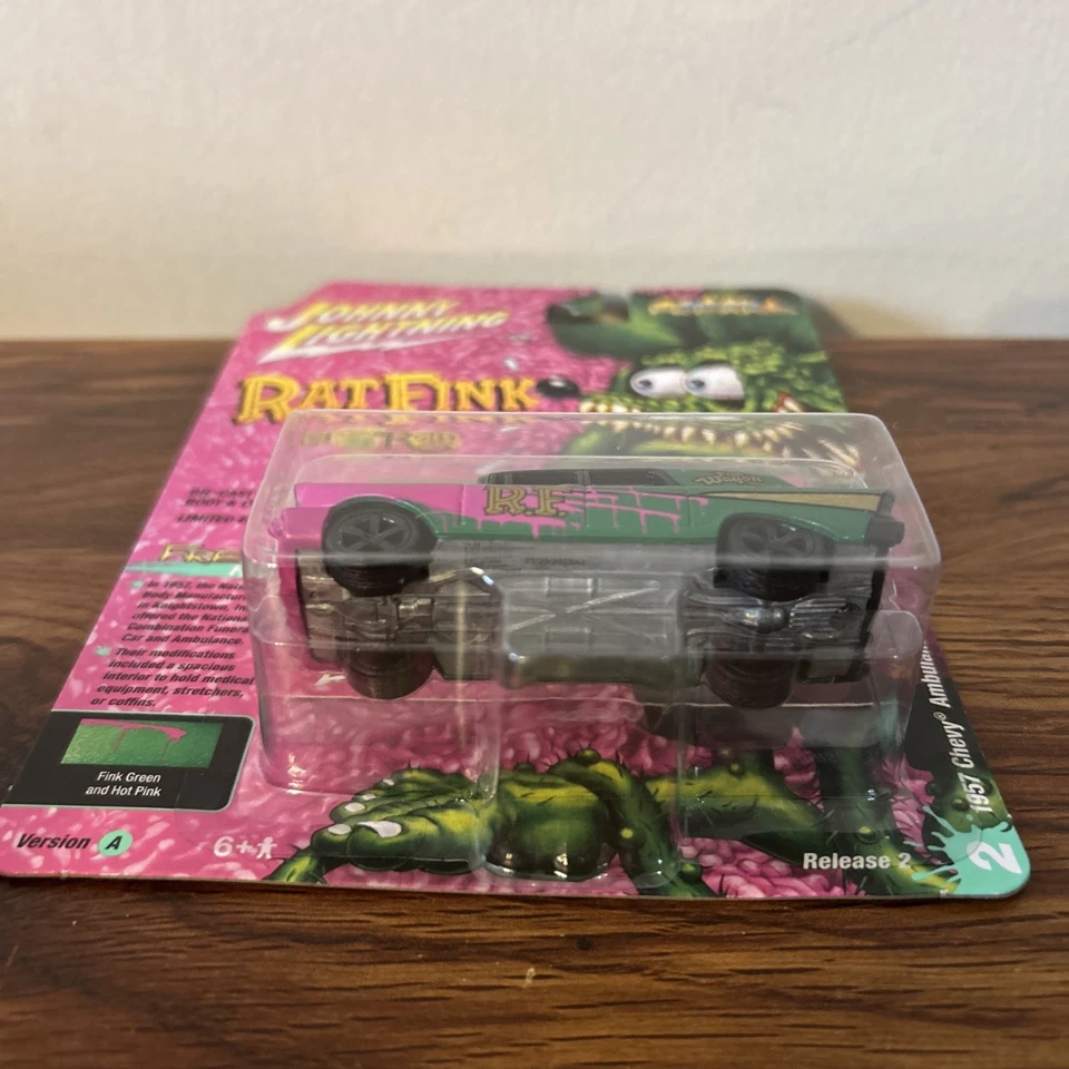 Johnny Lightning WHITE LIGHTNING  RAT FINK 1957 Chevy Ambulance 1:64 Scale CHASE - Image 4 of 4