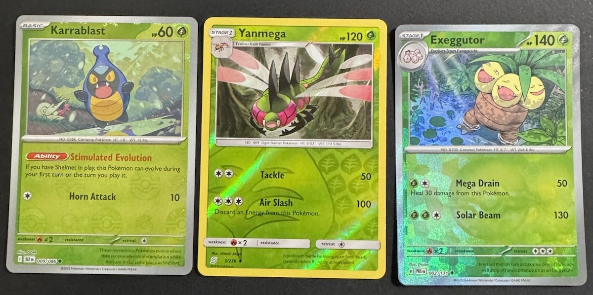Pokemon Card Lot Exeggutor Yanmega Karrablast Reverse Holos Pokeball NM 3 Cards