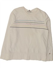 TOMMY HILFIGER Womens Oversized Sweatshirt Jumper UK 10 Small White GW03