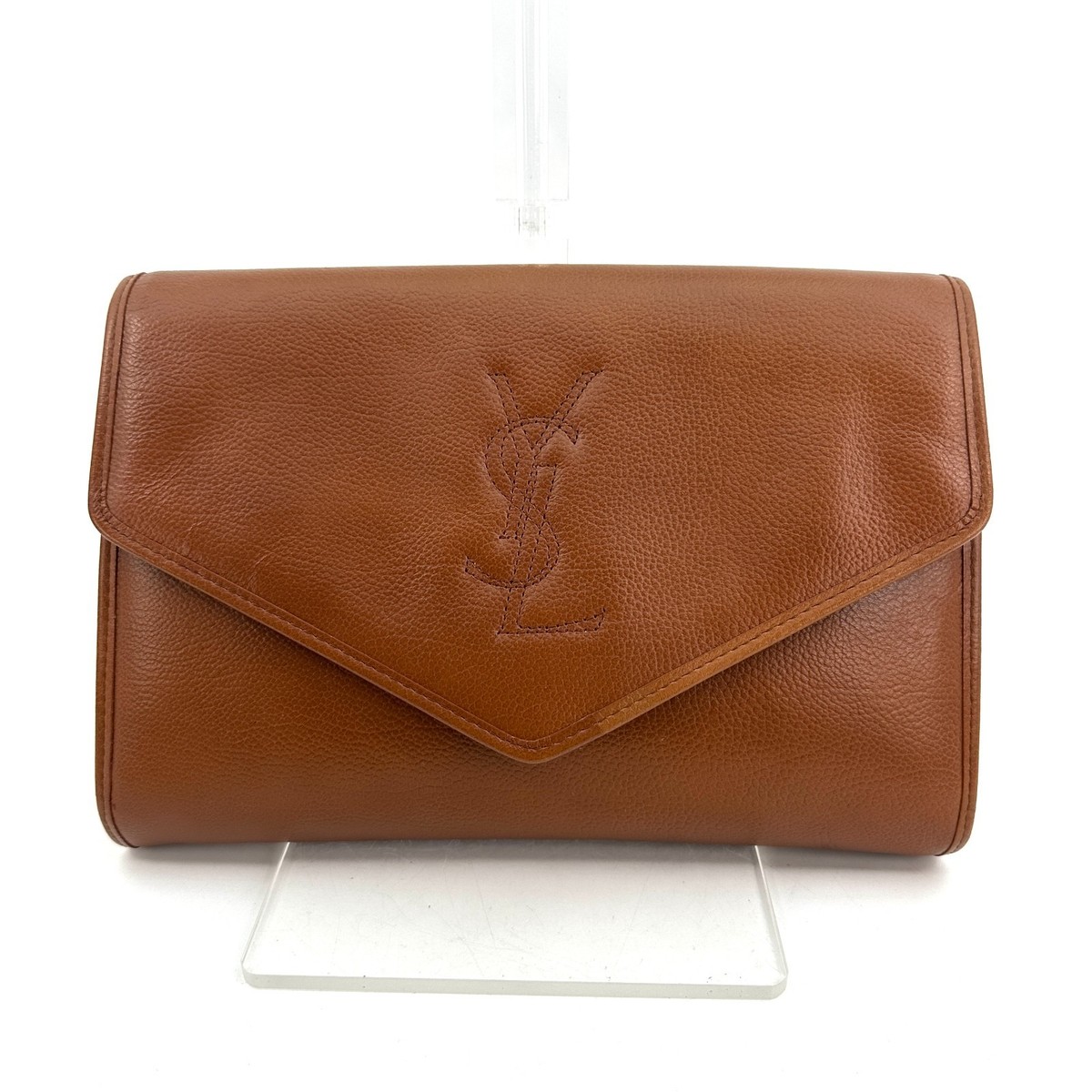 YSL ブラウン クラッチバッグ Yves Saint Laurent Clutch Bag Leather Brawn Vintage YSL