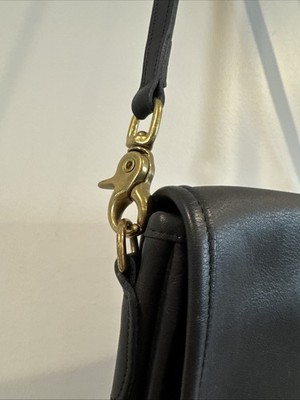 COACH OLD Black Shoulder Bag 9755 3pc Exterior Pockets in Japan