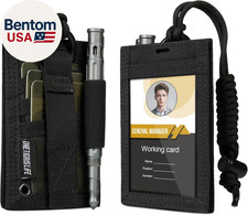 Tactical ID Card Holder Hook  Loop Patch Badge Holder Neck Lanyard Key Ring and