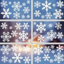 114Pcs Christmas Window Clings Snowflakes Window Decals Static Window Stickers 