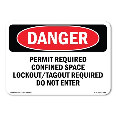 Permit Required Confined Space Lockout Tagout ANSI Danger Sign Metal Plastic