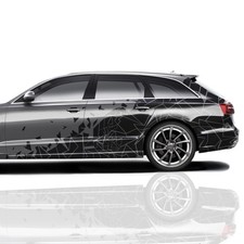 2er Set Auto Aufkleber Mosaik Scherben 200x60cm Geometrisch KX074 Schwarz matt