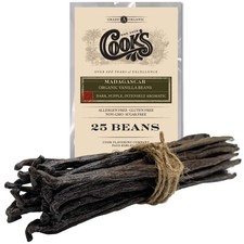 25 Organic Madagascar Whole Vanilla Beans, Grade A Pods for Extract Bakin