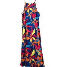 SHEIN Womens Abstract Tropical Print Maxi Dress Multicolor Size L 8/10