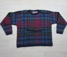 Vintage 80s Paul Harris Mohair Blend Sweater Womens M Shoulder Pads Plaid