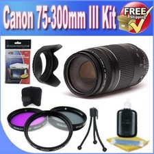 Canon EF 75-300mm f/4-5.6 III Telephoto Zoom Lens for Canon SLR Cameras 3 Piec