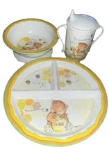 BABY CIE Sweet as Honey Melamine 3 piece Set  Comme du Miel Sippy,plate and bowl