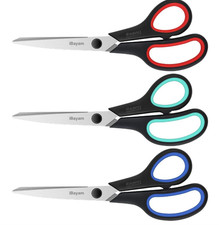 iBayam 3-Pack 8" Heavy Duty Scissors Comfort Grip for Office Home School