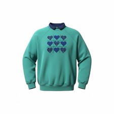 Vintage Hanes Cottagecore Heart Sweatshirt Green Blue XL Made USA