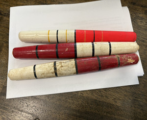 Vintage  Balsa wood Pole Float Set of 3 Red/White/Black for Freshwater Fishing