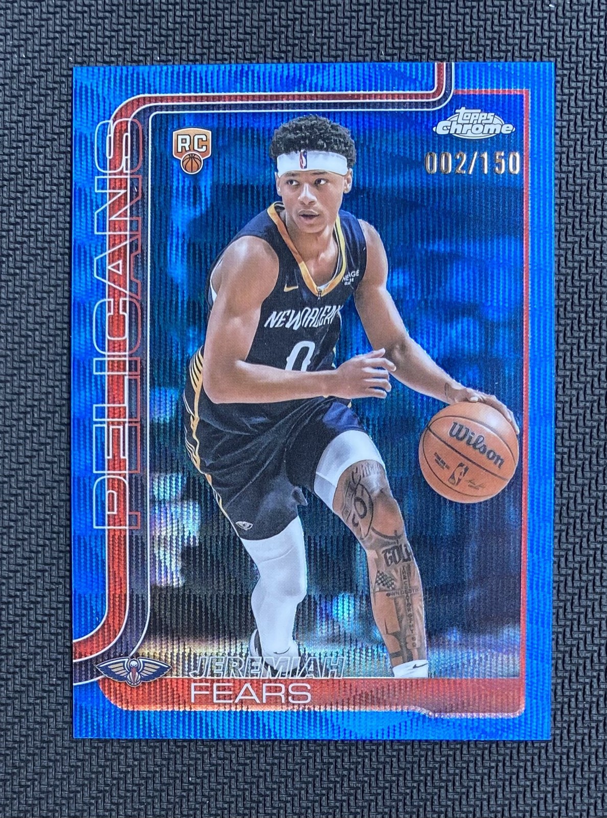 2025-26 Topps Chrome Jeremiah Fears RC Blue Wave Refractor Rookie/150 #257
