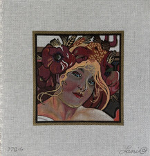 Lani / Beautiful Woman with flowers HandPainted Needlepoint 18ct 6 x 6" 770-G