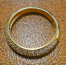 925 Silver Yellow Gold Plated Round White Moi...
