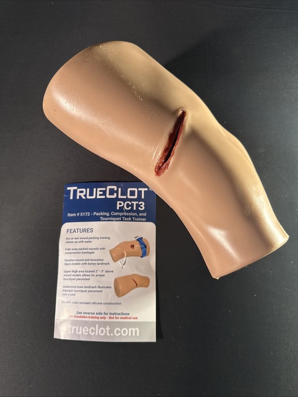 Used TrueClot PCT3 Packing/TQ Trainer  Light Skin Tone W/ SAM Training TQ