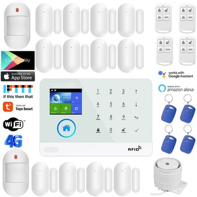 D31 WIFI 4G GSM TUYA APP Wireless Wired Home Security Burglar Alarm System+RFID