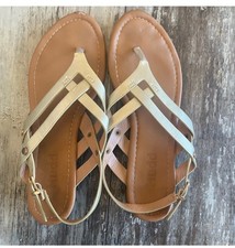Mudd gold strappy buckle sling back flat sandals - 8