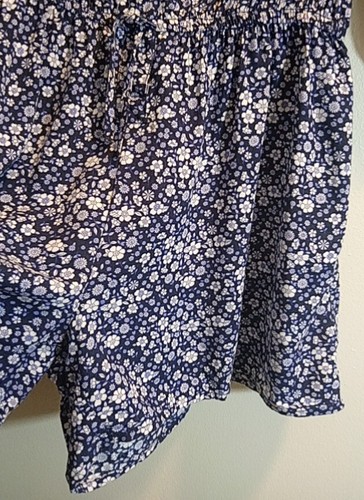 Gap Kids Girl's Navy Blue Multi Floral Print 3/4 Sleeve Romper, Size XXL. - Picture 3 of 4