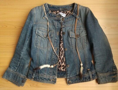 Dolce & Gabbana Denim Jacket Leopard Pattern Size 38 Cotton Blue