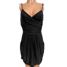 Y2K Bailey Blue Shimmery Black 2 Pocket Mini Dress Clubbin Party S Going Out New