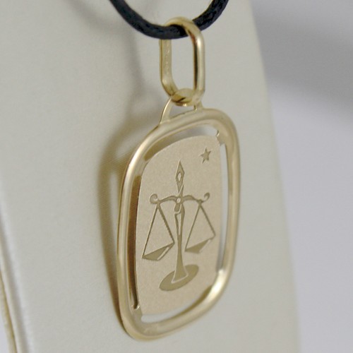 CIONDOLO IN ORO GIALLO 18K SEGNO ZODIACALE A LASTRA INCIDIBILE CORDONCINO NERO - 第 31/48 張圖片