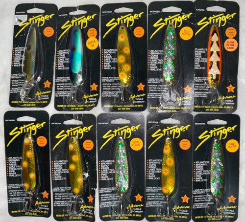 Lotto 10 Esche Cucchiaio Michigan Stinger Pesca Argento Oro Glow Salmone 3C
