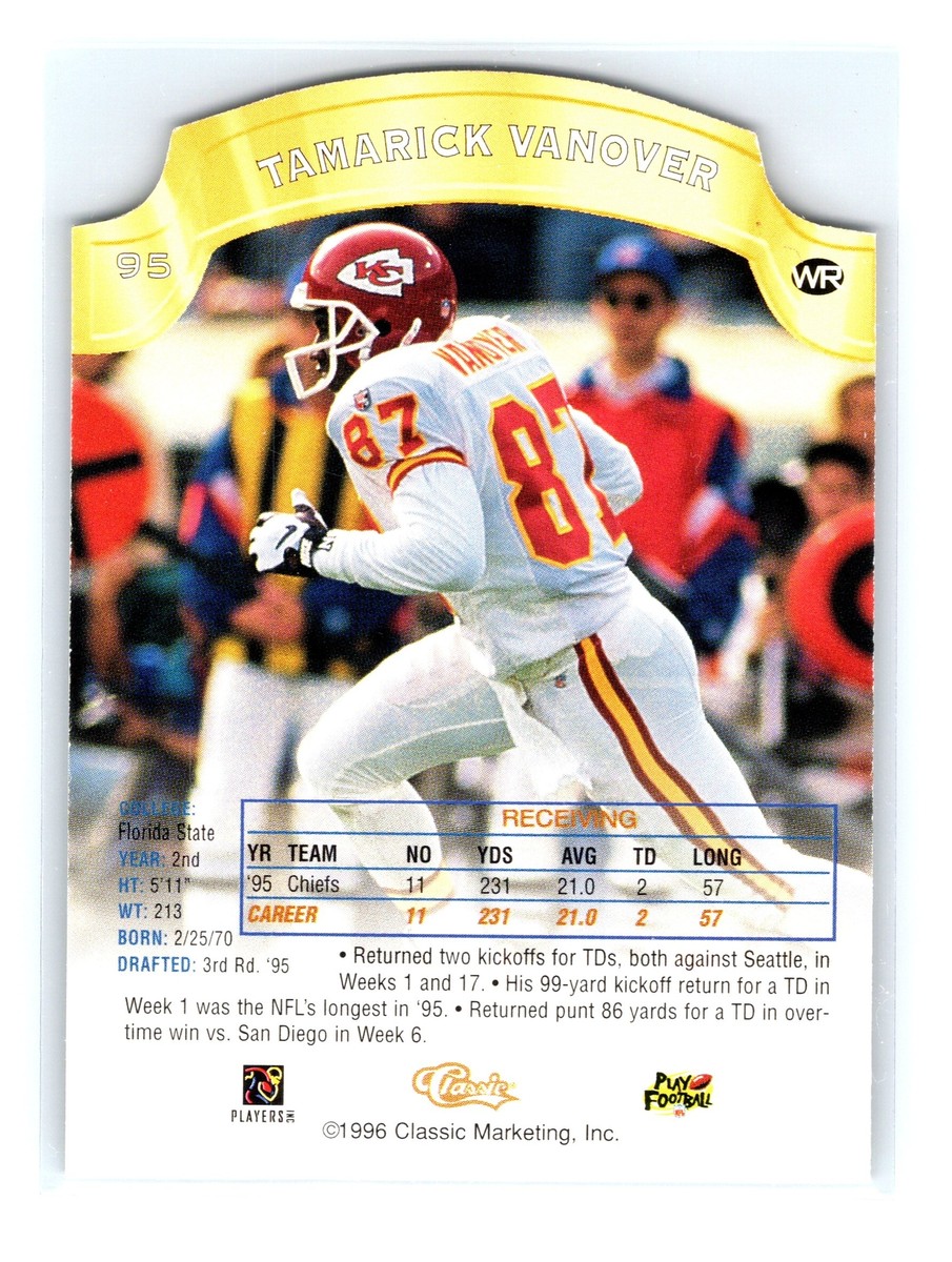 1996 Pro Line DC III Football #95 Tamarick Vanover Kansas City