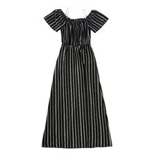 Windsor Womens Size M Vertical Stripes Off Shoulder Side Split Romper Maxi Dress
