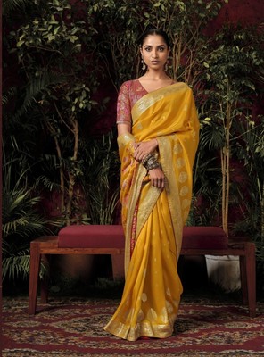 Kimora Anokhi Silk Designer Gold Wedding Saree