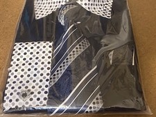 Fortino Landi Dress Shirt Set. Tie,Hanky,Cuff Links. Size 16/16 1/2 Black/white