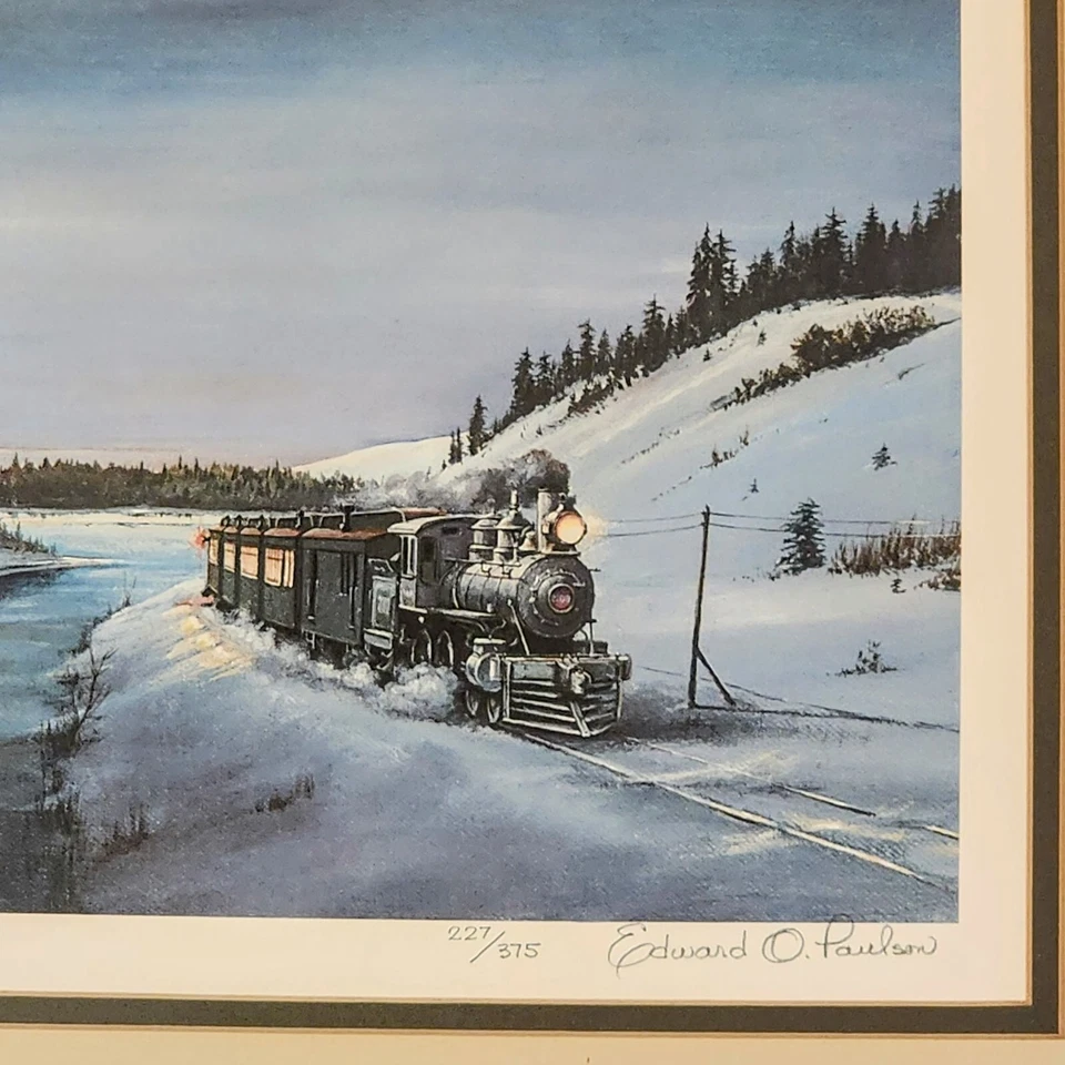 Edição limitada EDWARD O PAULSON 1979 "Trem noturno - GTW" arte ferroviária assinada emoldurada - Imagem 3 de 4