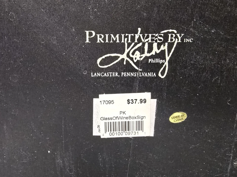 Primitives By Kathy Box Sign There's Always Time For A Glass Of Wine 16"x12" - Image 3 of 4
