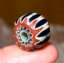 Antique Venetian Seven Layer Chevron Drawn Cane Bead African Trade Found Nigeria