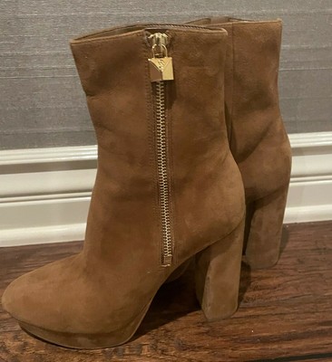 Michael Kors Suede Platform Zippered Bootie Size 7 Tan | eBay