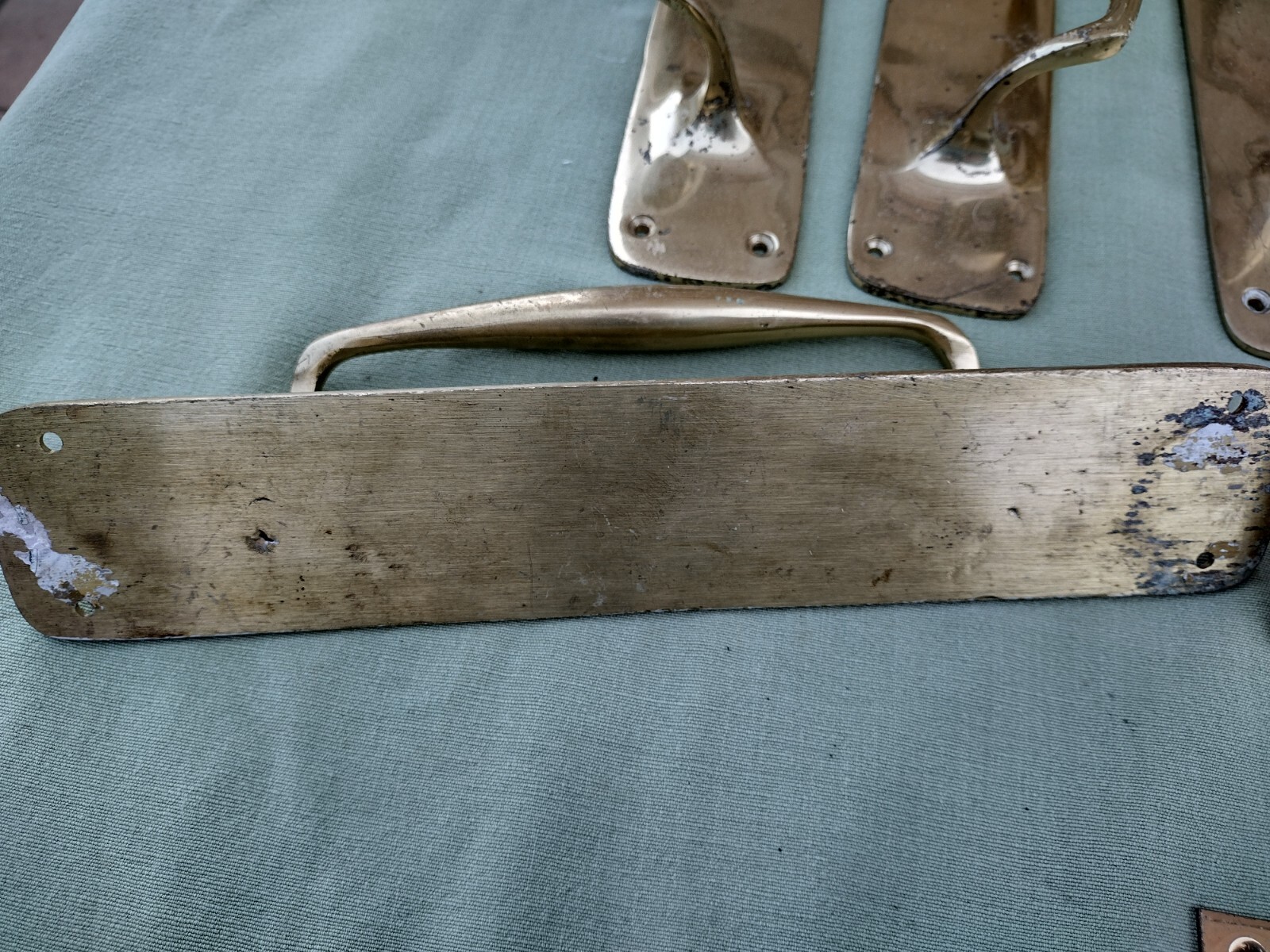 ONE PAIR OF LARGE HEAVY VINTAGE BRASS DOOR HANDLES eBay