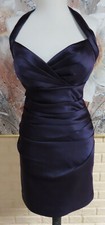 EUC STUNNING BILL LEVKOFF SZ 4 PURPLE EGGPLANT RUCHED TUCKED HALTER STYLE DRESS