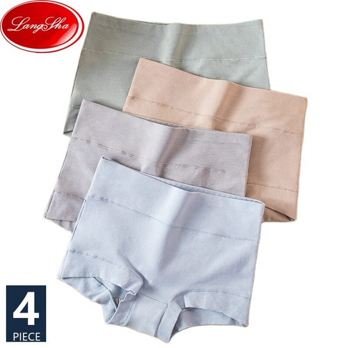 Conjunto de 4 bragas de algodón de cintura alta para mujer modelador corporal sin costuras