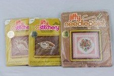 Jiffy Needlepoint and Stitchery Kits, LOT OF 3