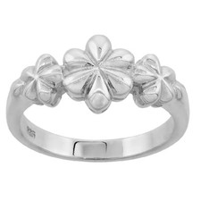 Sterling Silver Dainty 3 Flowers Ladies Ring, High Polished Flawless Quality