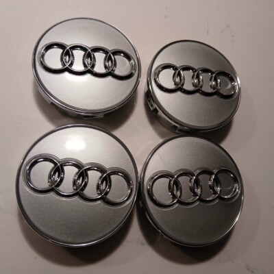 Floating Wheel Center Caps for Audi Silver/Chrome Set of 4 61mm 8W0601170