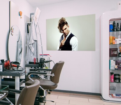 3D Man O008 Hair Cut Salon Barber Shop Wall Stickers Vinyl Wallpaper Murals Fay