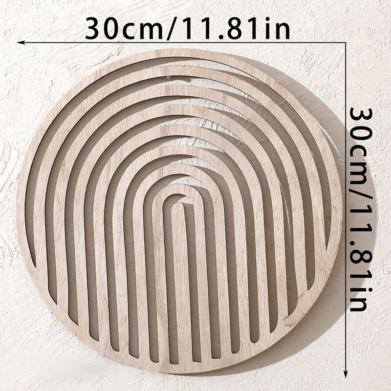 Vintage Wooden Round Board Decoration Handmade Carving Wall Hanging