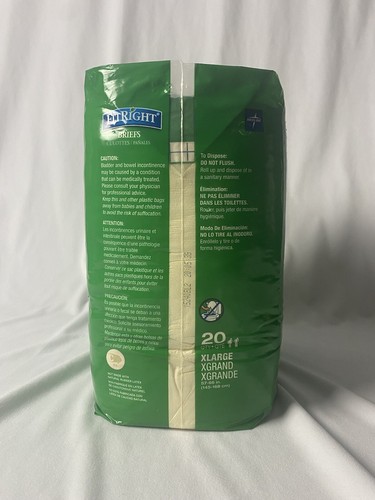 Disposable XL Adult Diapers Medline Fit Right Briefs Plus 57-66" Anti Leak 20 Ct - Picture 2 of 4