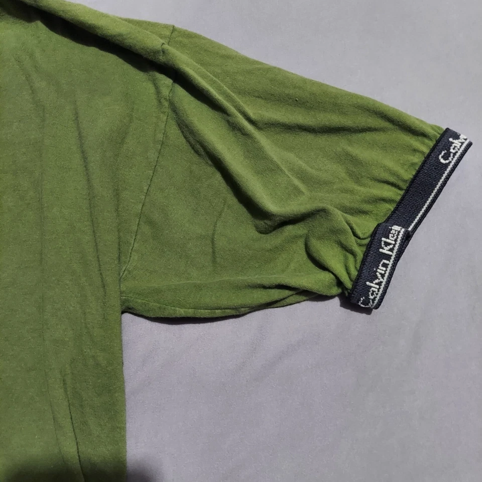 Calvin Klein T-SHIRT Mens Medium Green Short Sleeve Crew Neck Vintage - Image 2 of 4